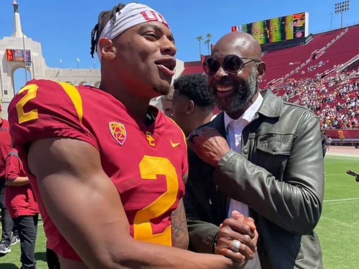 Jerry Rice and his son, USC WR Brenden Rice